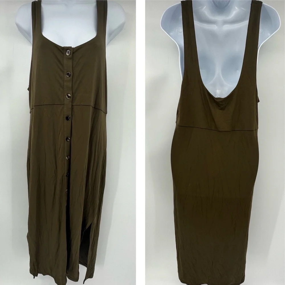 Good American Good Touch Button Front Midi Tank Dress Size 5 = US 2XL - Picture 5 of 15